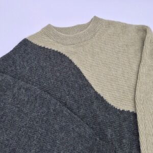 Lush Olive Moss Colorblock Ribbed Knit Wool Blend Sweater LT15179-CI Womens M